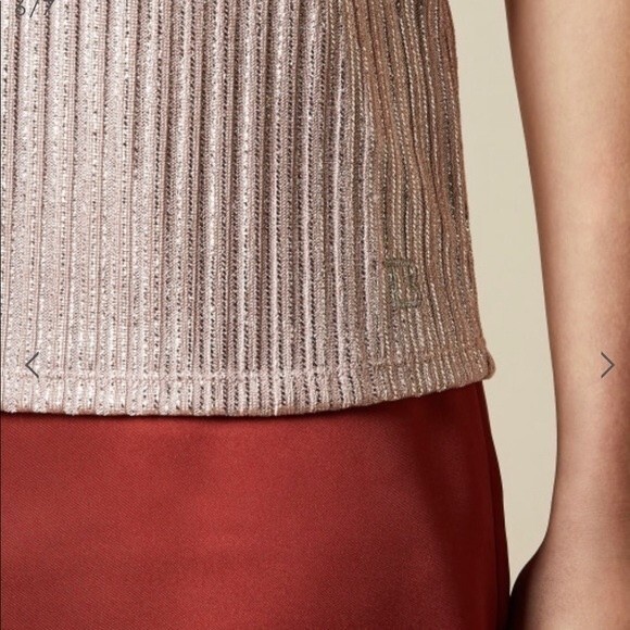TED BAKER Robinee Ribbed Vest Top Metallic in Light Pink Size 4 - Picture 3 of 11